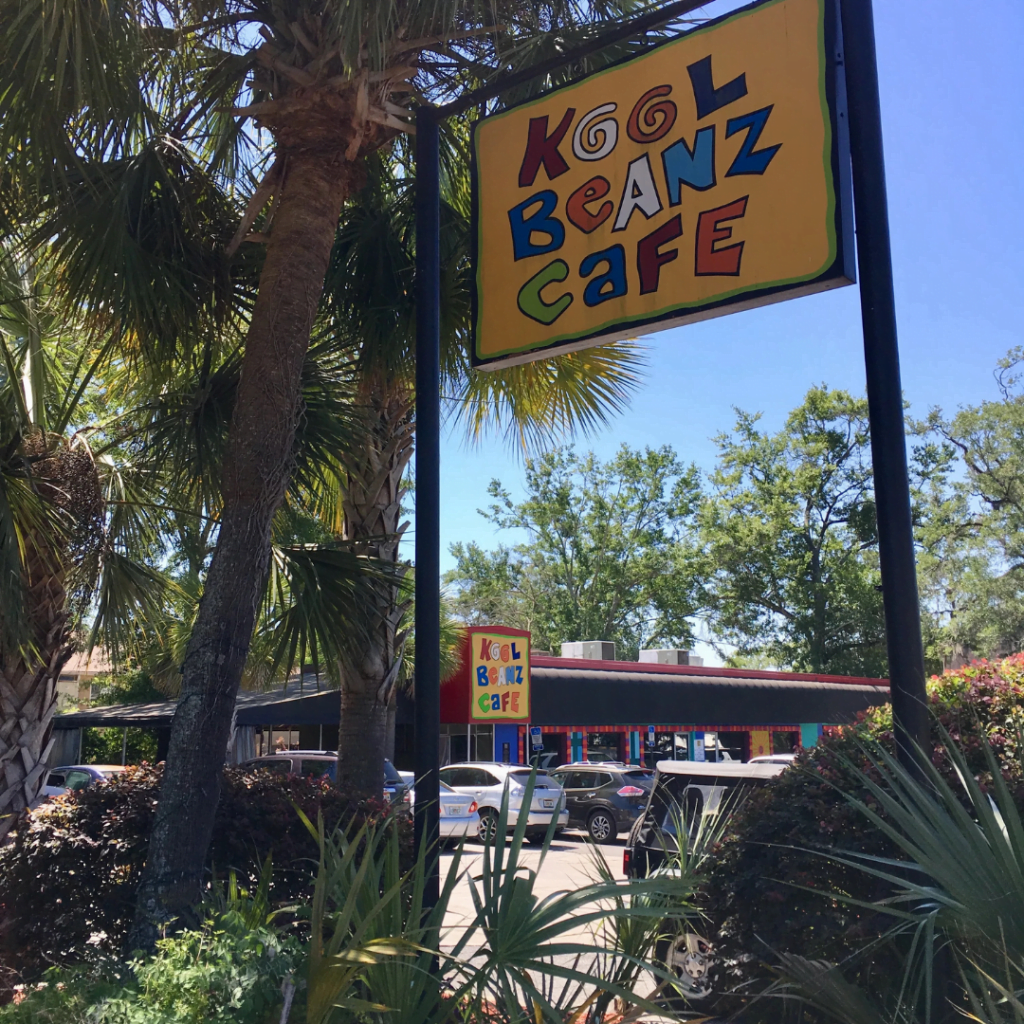 Enjoy their outdoor eating area at the Kool Beanz Cafe