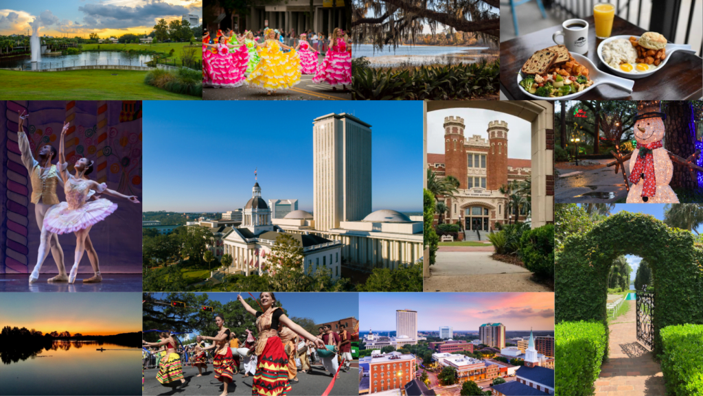 Collage of photos depicting life in Tallahassee, Florida.