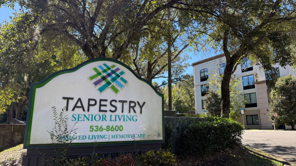 Entrance sign for Tapestry Senior Living